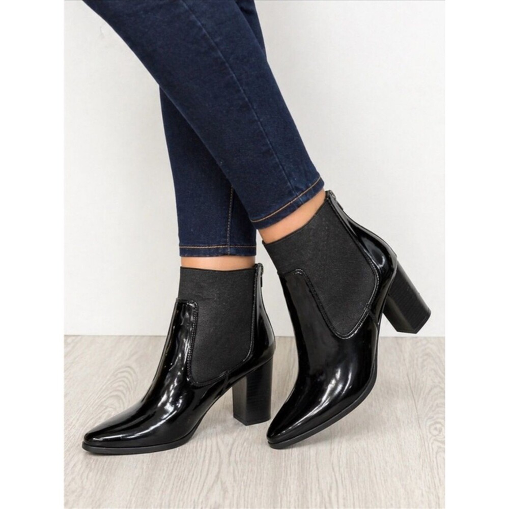 Lane Bryant Black Patent Leather Ankle Boots 8W